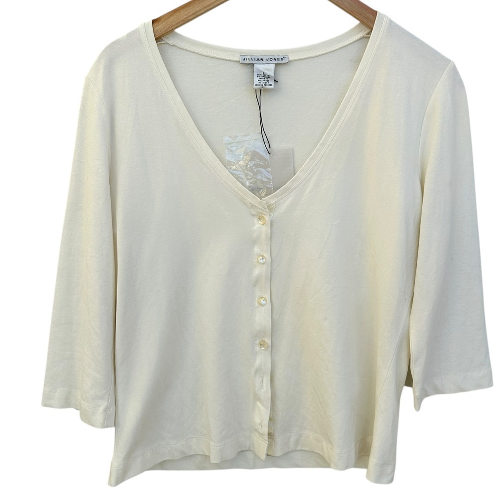 Jillian‎ Jones Top Cream Large NWT Classic Business Casual Minimalist Soft